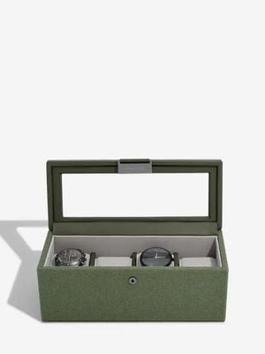 Stackers four Piece Watch Box Green Canvas 76406