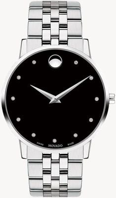 Movado Men's Museum Diamond Set Dial Stainless Steel Bracelet 0607201