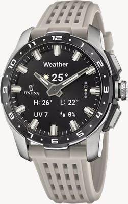 Festina Смарт-часы Connected Full D Hybrid (44 мм) с цифровым дисплеем и серым силиконовым ремешком. F23305/7