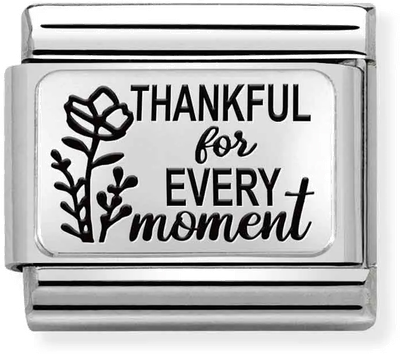 Nomination Classic PLATES Steel And Silver Sterling Silver Thankful for Every Moment Charm 330111/32