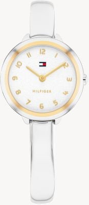 Tommy Hilfiger Brazalete de cuarzo de dos manecillas (26 mm), esfera plateada / pulsera de acero inoxidable 1782894