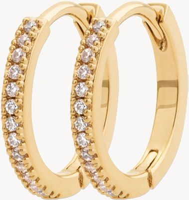 Burren Jewellery 18k Gold Plate Hoop Earrings With Cz Set E0757