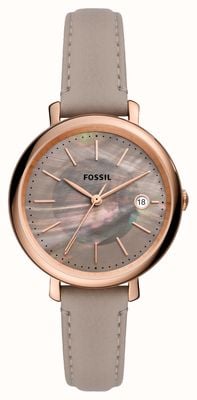 Fossil Solaire jacqueline femme | cadran nacre | bracelet en éco-cuir taupe ES5091