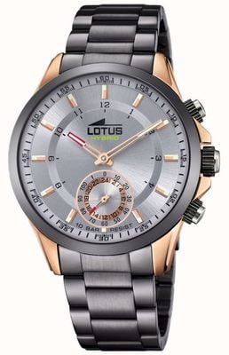 Lotus Hybride verbonden smartwatch | grijs en rosé goud | grijze roestvrijstalen armband L18808/1