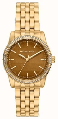 Michael Kors Bryant (35 mm) quadrante marrone / bracciale in acciaio inossidabile PVD oro MK7581