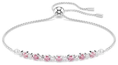 Swarovski Matrix bracelet, Round cut, Pink, Rhodium plated 5763042