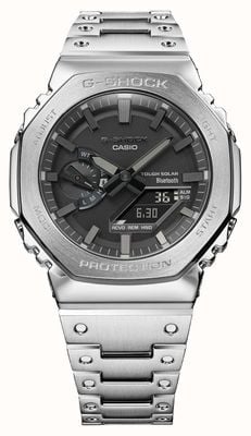 Casio 男式 g-shock 蓝牙全金属银色太阳能手表带手链 GM-B2100D-1AER