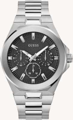 Guess 男式仪表盘（46 毫米）黑色表盘/不锈钢表带 GW0798G1