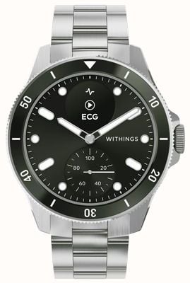 Withings Scanwatch nova - klinisch gevalideerde hybride smartwatch (42 mm) groene hybride wijzerplaat / roestvrij staal HWA10-MODEL 8-ALL-INT