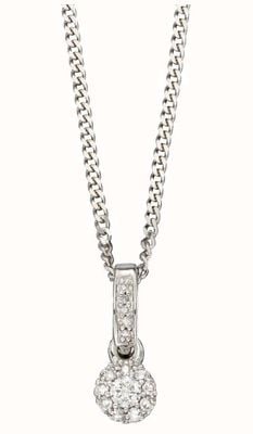 Elements Gold 9ct White Gold Diamond Cluster Drop Pendant Only GP2287