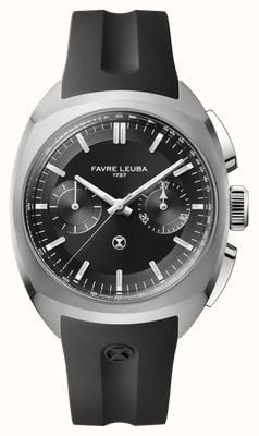Favre Leuba Chief chronograaf automaat (41mm) zwarte sunray wijzerplaat / zwarte rubberen band 00.20101.113.01.301