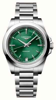 LONGINES Conquest Quartz (34mm) Green Sunray Dial / Two-Tone Stainless Steel Bracelet L34604096