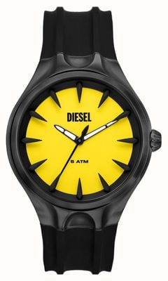 Diesel Мужской вертикальный (44 мм) желтый циферблат/черный силиконовый ремешок DZ2201