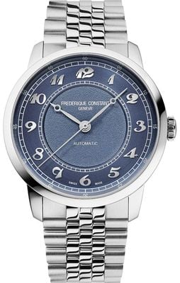 Frederique Constant Classics premiere automatic (38,5 mm) z niebieską tarczą i bransoletą ze stali nierdzewnej FC-301BL3B6B
