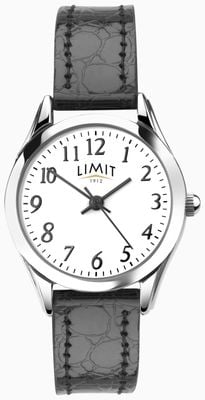 Limit Classic Quartz (26mm) White Dial / Black Croc Grain PU Leather Strap 6741