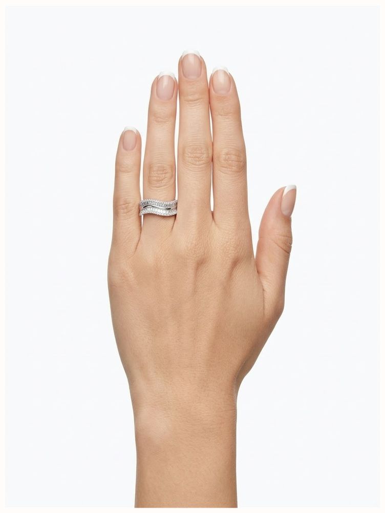 Baguette And Round Brilliant Natural Diamond 18ct White Gold Cocktail Ring JM4539 - vista alternativa 4