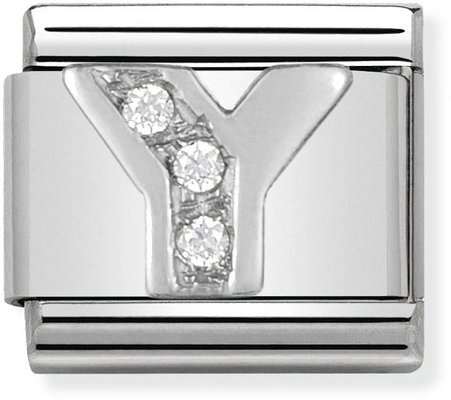 Nomination Classic Letter Y Sterling Silver & Steel Cubic Zirconia Charm 330301/25