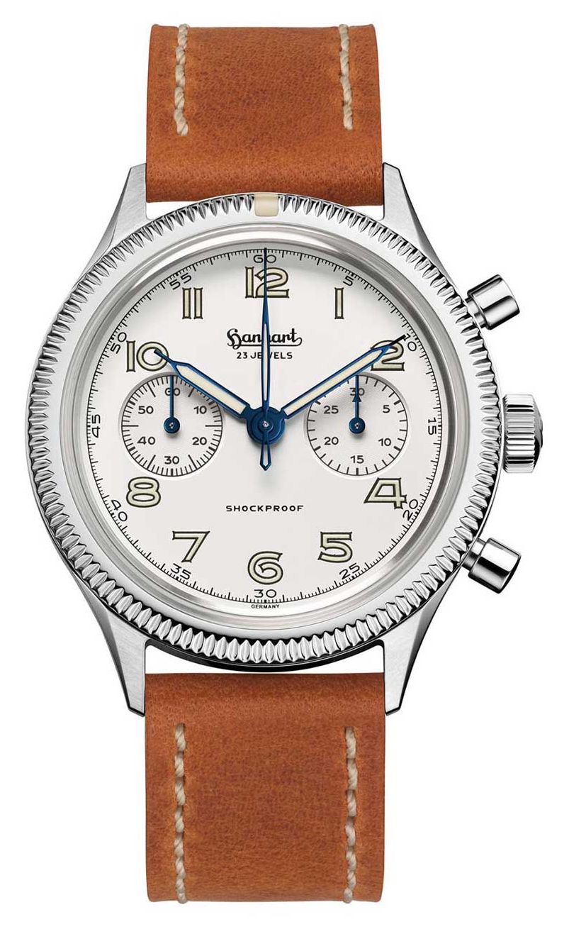 Hanhart 417 es Moby Dick (42 mm) cadran blanc / bracelet en montre