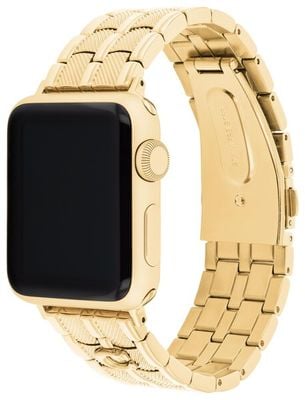 Coach Apple Watch Straps Gold-Tone Stainless Steel Interchangeable Replacement Smart Watch Band 14700344