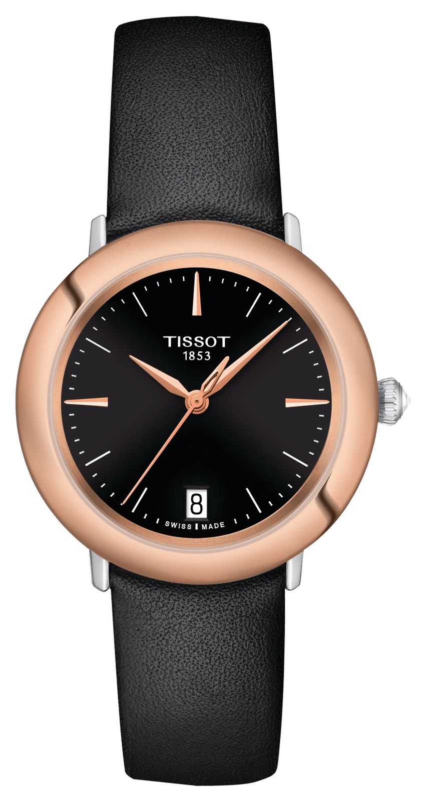Tissot Glendora 18 Karat Golduhr mit schwarzem Lederarmband uhr-image-87319