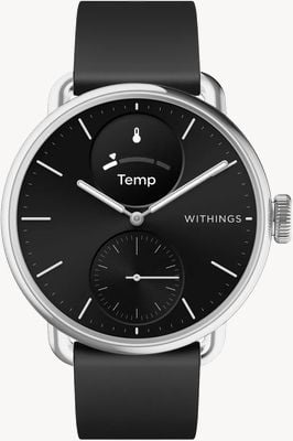Withings Scanwatch 2 – Hybrid-Smartwatch mit EKG (38mm) schwarzes Hybrid-Zifferblatt / schwarzes Silikonarmband HWA10-MODEL 1-ALL-INT