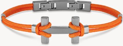 Amarrage Bracelet - Orange Nylon And Sandblasted Light Titanium
