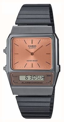 Casio Millésime | cadran orange | bracelet en acier inoxydable ip noir AQ-800ECGG-4AEF