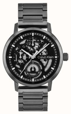 Calvin Klein Multifunktions-Quarzuhr (41 mm) mit schwarzem Skelettzifferblatt und schwarzem PVD-beschichtetem Edelstahlarmband 25200563