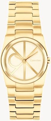 Calvin Klein Montre Ck Unite (26 mm) avec cadran doré et bracelet en acier inoxydable PVD doré 25100127