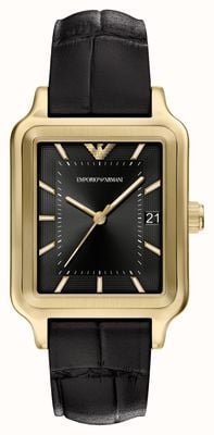 Emporio Armani Diego (47 mm) schwarzes Zifferblatt / schwarzes Lederarmband AR11757