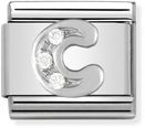 Nomination Classic Letter C Sterling Silver & Steel Cubic Zirconia Charm 330301/03