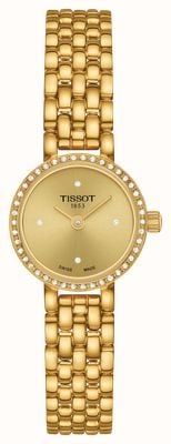 Tissot Joli cadran rond (19,5 mm) en diamant doré pour femme / bracelet en acier inoxydable pvd doré T1400096302600