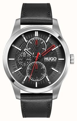 HUGO メンズ |実数 |ギフトセット |財布 |ブラックダイヤル |黒の革ストラップ 1570139