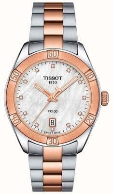 Tissot Damski sportowy, elegancki dwukolorowy zegarek pr100 T1019102211600