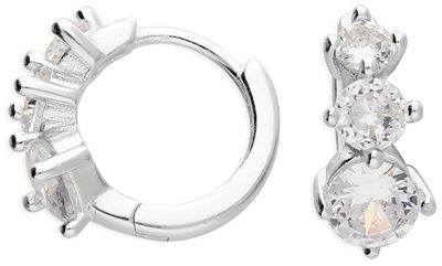 Cubic Zirconia Graduated 3 Stone Huggie H6078/S