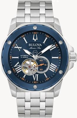 Bulova Herren-Marinestern | automatisch | blaues Zifferblatt | Edelstahlarmband 98A302