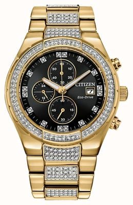 Citizen Мужские наручные часы eco-drive с золотыми кристаллами CA0752-58E