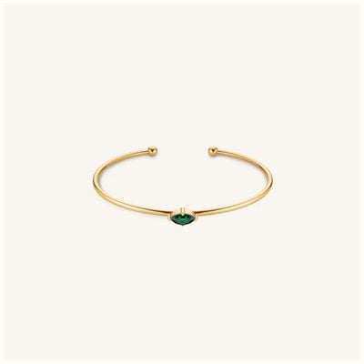 Rosefield Jewellery Emerald Marquise Gold Plated Bangle JBEMG-J1242