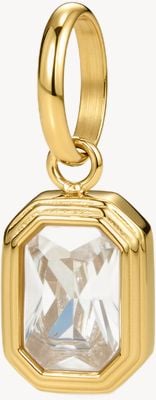 D.LOUISE Gold Plated Cubic Zirconia Emerald Cut Bezel Pendant CH-61
