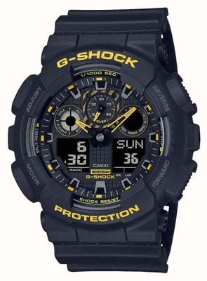 Casio G-Shock „Caution Yellow“ stoßfestes schwarzes Silikon GA-100CY-1AER