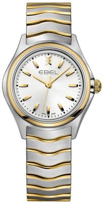 EBEL ウェーブ 18K (30mm) シルバー ガルバニック ダイヤル / ツートン ステンレススチール ウェーブリンク ブレスレット 1216195