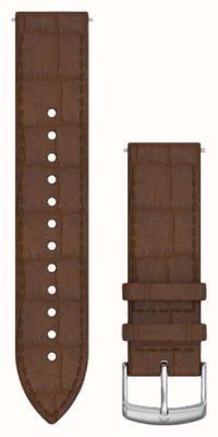 Garmin Schnellverschlussarmband (20 mm), dunkelbraunes geprägtes italienisches Leder / silberne Beschläge – nur Armband 010-12691-0D