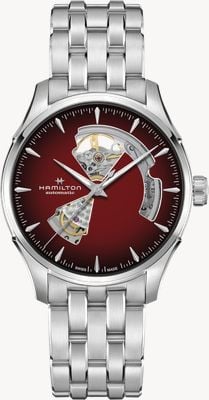Hamilton Jazzmaster open heart auto（40 毫米）红色表盘/不锈钢表链 H32675170
