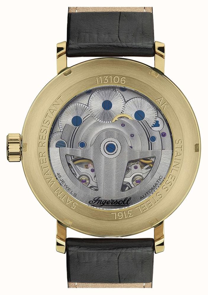 Ingersoll THE TENNESSEE Automatic (45.5mm) Gold Dial / Black Leather Strap I13106 - widok alternatywny 3