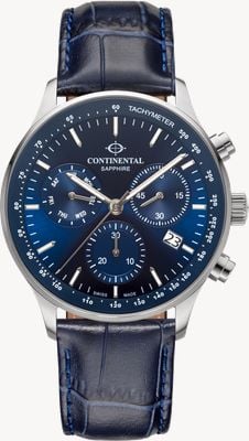 Continental Fliegerchronograph (43mm) blaues Zifferblatt / blaues Lederarmband 22001-GC158830