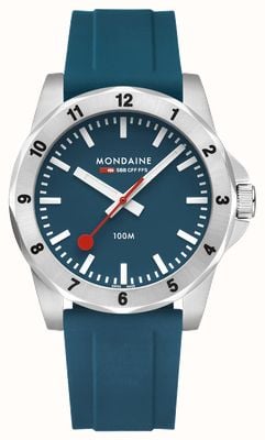 Mondaine Numeri Quartz Bluelake (42mm) mostrador azul / pulseira de silicone azul MSN.42140.RD