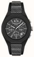 Armani Exchange Quartz Chronograph (44mm) Black Sketch Dial / Black Sketch Silicone Strap AX4174