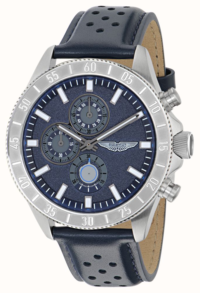 Aston Martin SPT Icon Quartz Chronograph (44.5mm) Navy Blue Dial / Steel Bracelet + Leather Strap MTIS3F607 - alternate view 3