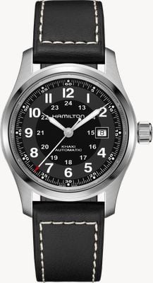 Hamilton Khaki Field Automatic (42mm) Black Dial / Black Leather Strap H70605733