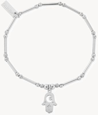ChloBo Dainty Moon Cut Sparkle Hamsa Bracelet SBMCTN3374